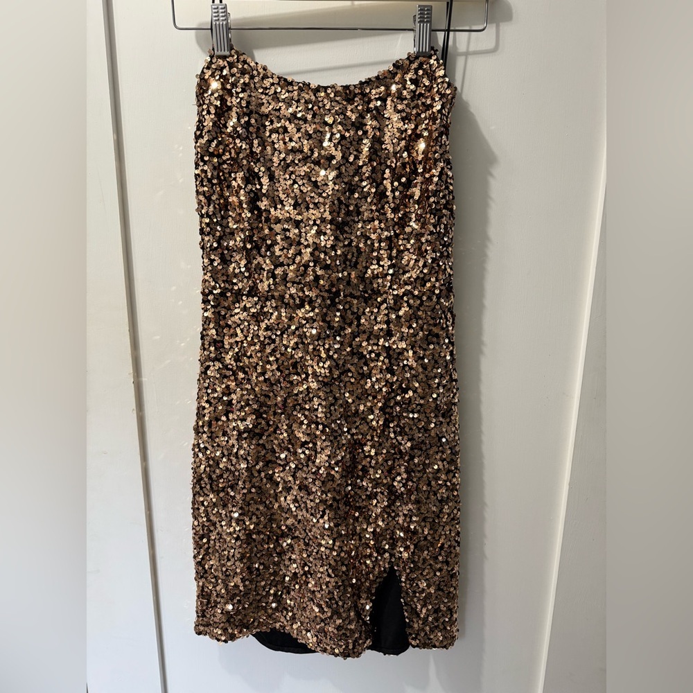 Bear Dance Gold Sequin Mini Dress – Sparkly Party/Clubwear, Size L